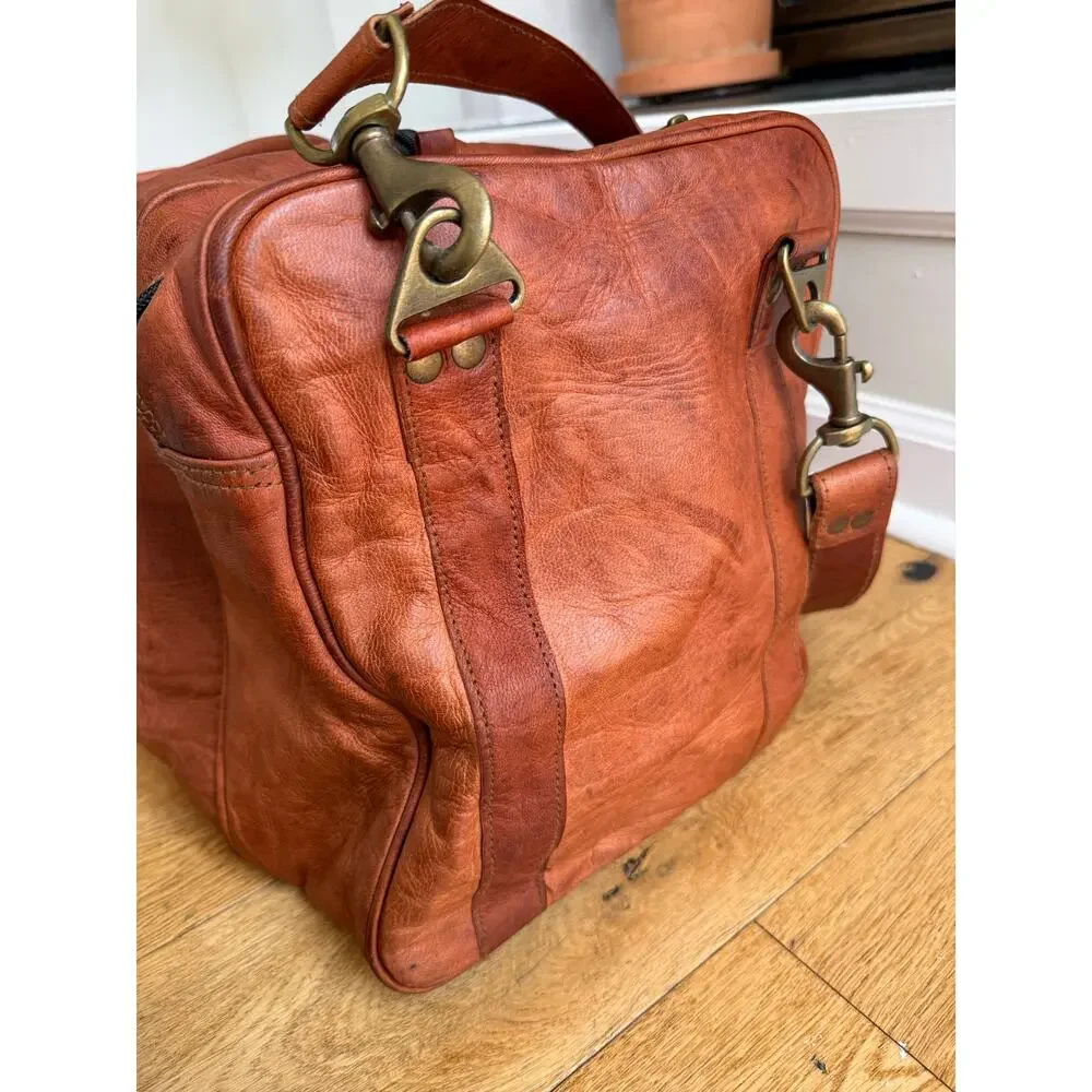 Komal’s Passion Leather Large Weekender Duffel Bag Brown Carry-On Travel Bag